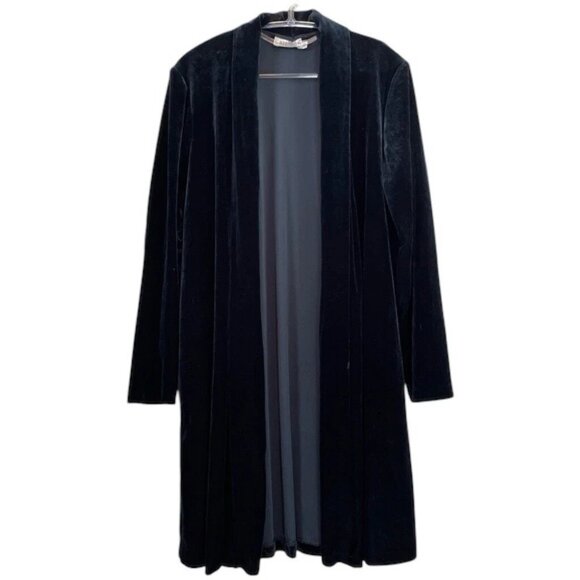 Vtg Crimson Lawrence Kurtz Velvet Open Front Stretch Cardigan Black Size Small - Picture 9 of 9